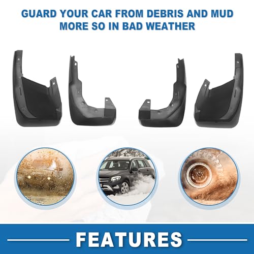 Image of Mud Flap Splash Guard with Mount Accessories Front & Rear Side Mud Guard for Honda CR-V Sport 2007-2011 (Set of 4), 46x30x16.5cm, Black