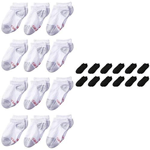 Hanes Boys' 12-Pack EZ Sort Comfort Toe Seam No Show Socks