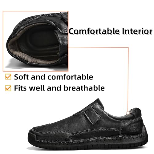Men's Casual Leather Shoes Premium Microfibre Leather Upper Business Walking Work Driving Hook Loop Lightweight Comfortable2