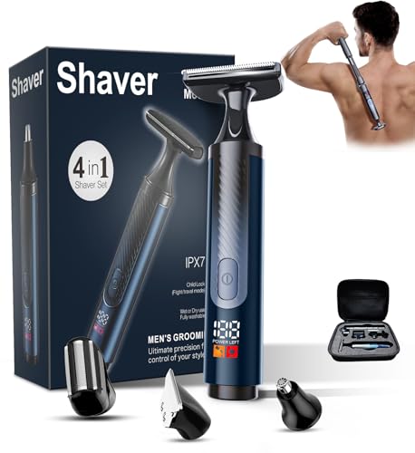 WUXO Back Shaver for Men, Mens Back Shaver with Travel Case, LED Display Ultra-Wide 2' T-Shaped Head...