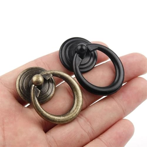 Manijas de cajón circulares de bronce con anillo negro estilo retro 4