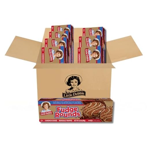 Little Debbie Fudge Rounds, Two Chocolate Cookies with Chocolatety Crème and a Wave of Icing (8 Boxes),Brown