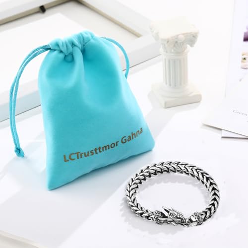 Stainless Steel Bracelet for Women, Ultra-small Size Dragon Viking Cuban Link, 10mm Width, 7.2 Inch Length, Fits Wrists up to 6 Inches Vintage Silver/Black Punk Jewelry Gifts 7