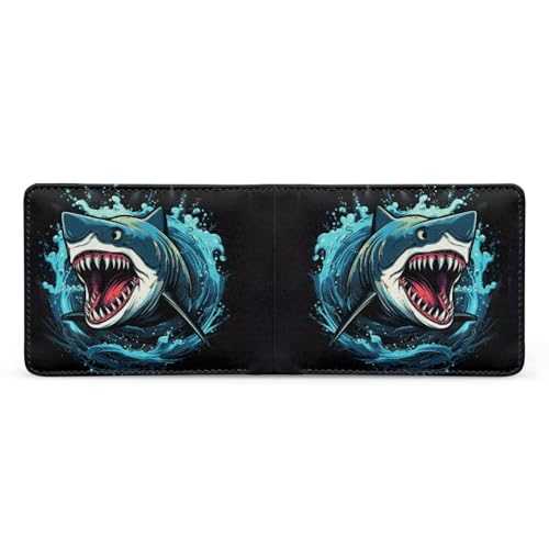 Image of Coldinair Shark Boys Wallet for Kids Wallet for Teen Boys Cool Leather Bifold Wallet Credit Card Cash Id Holder Purse Coin Pocket Id Window for Men Boy Male Youth Guys
