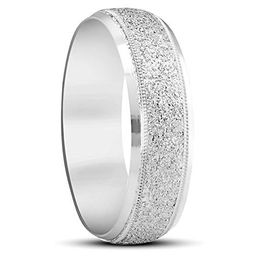 P3 POMPEII3 10K White Gold 6mm Textured Mens Wedding Band2