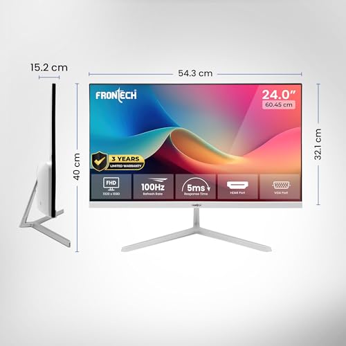 FRONTECH Store FRONTECH 24 Inch LED Monitor, IPS, 100Hz, FHD, White - Image 7