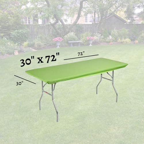 Image of Kwik-Covers 6' Rectangle Plastic Table Covers 30 inch x 72 inch, Bundle of 5 (Lime Green)