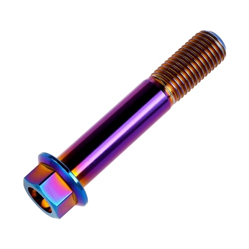 Image of Titanium Bolt M12 30 35 40 45 50 55 60 65 70 75 80 85 90mm Hex Small Flange Head for Motorcycle Car Modification Pack of 4 (M12x65mm Pitch 1.25, Burnt Blue)