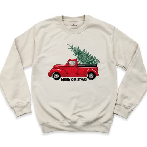 Christmas Tree Shirt Sweatshirt, Christmas Red Truck, Retro Christmas, Merry Christmas Red Truck Sweatshirt, Christmas Matching Family Shirt, Christmas Matching Sweater, Holiday Sweatshirt