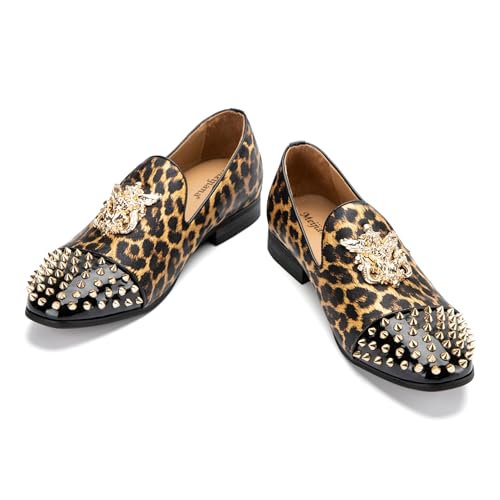 Image of Meijiana Mens Velvet Loafers Dress Shoes with Metal Embellishments Party Luxury Loafer Shoes