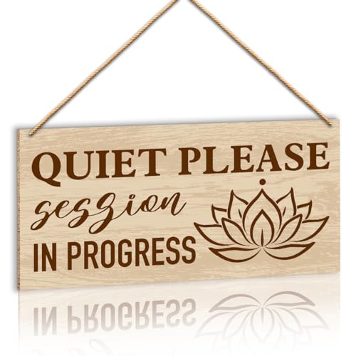 In Session Door Sign for Therapists, Quiet Please Session in Progress Wood Hanging Door Sign for Therapist Esthetician Spa Office 12 × 6 Inches