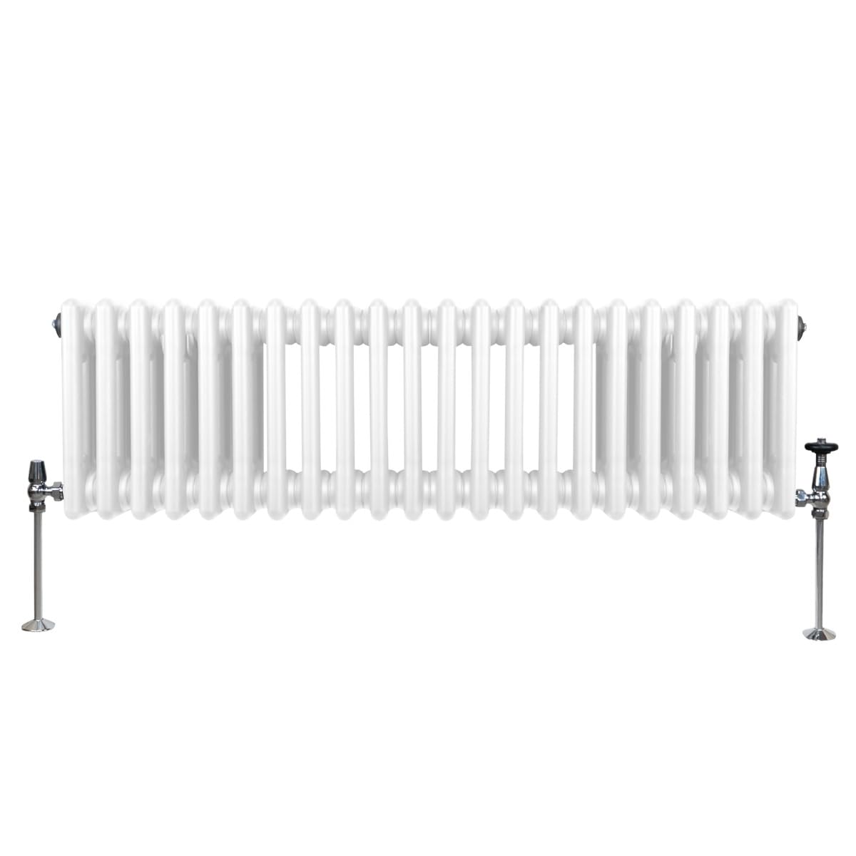 Radiateur Traditionnel à Triple Colonne 300 x 1012 mm, Chauffage Moderne Horizontal en Acier au Carbone Blanc Brillant, Cuisine Salon Salle de Bain [Brosse, Attaches Murales & Supports INCLUS]