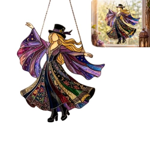 Handmade Style Stained Resin Spinner Wind Hanging Suncatcher for Porch 3D Kinetic Rotating Ornament Beautifully Crafted Frame Smooth Spinning for Indoor Home Decor Lovers