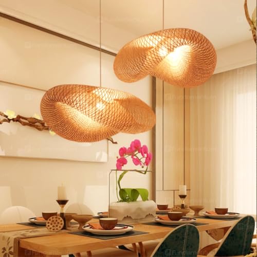 Luminária de Teto Lustre Pendente Bambu Honolulu Rústico 60cm Vime Rattan Trançado Fee Utilidades