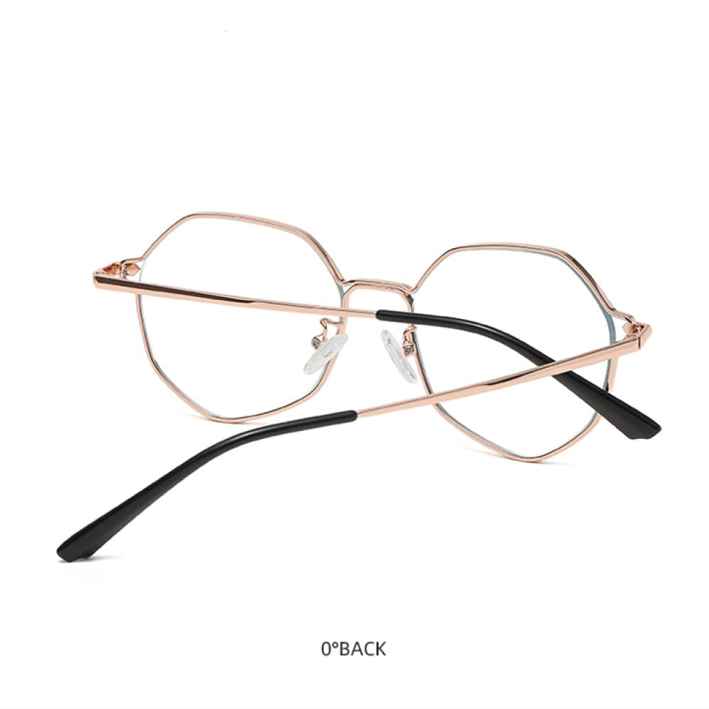 Damskie okulary blokujące damskie puste płaskie metalowe wielokątne okulary ramka przezroczysta soczewka okulary