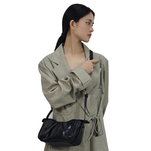Leather Shoulder Bags Women Genuine Leather Handbags satchel bags Crossbody Bag for Women Black Pleated Leather Shoulder Bag3