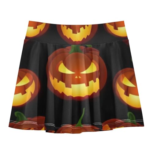 Tennis Skirts for Kids Halloween Jack O' Lantern Punkin Girls Skorts Athletic Shorts Blue Pink Teen Skirt 4t2