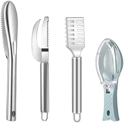 Rumtut 4pcs Stainless Steel Fish Scale Remover Fish Skin Grater Cleaner Peeler Kitchen Fish Skin Grater Cleaner Peeler For Chefs and Home Cooks