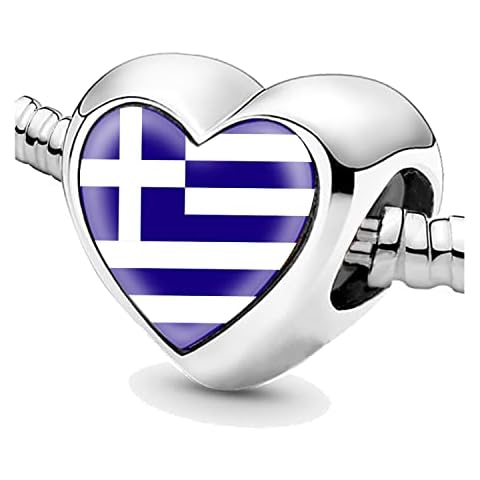 Bon4azuré Greece Flag Silver Charm Bead Cover