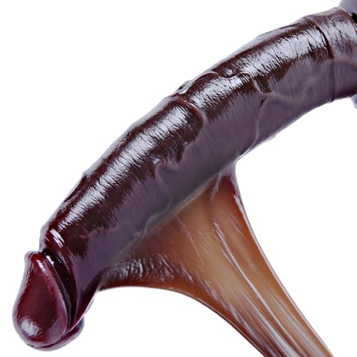 23 cm realistisches großes Klassische Dildo, bewegliches Vorhaut-Dildo Schwarzer Penis,Silikon G-Punkt Analdildo Plug mit Saugfuß,Dicke riesige fettreiche Vorhaut-Penis-Spielzeug für die Frau Männer