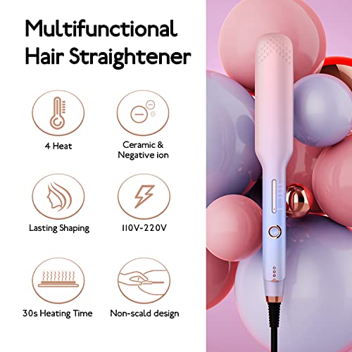 1.57 Inch Wider Professional Hair Straightener Flat Iron Voltage Ceramic Flat Iron For Business Trip For Hair Types Flipping Curling #TOP4