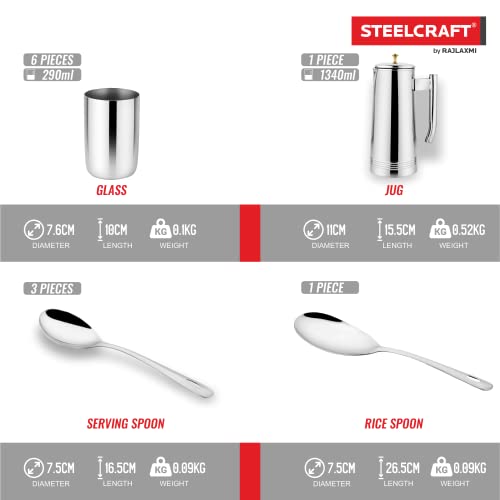 Image of Steelcraft Premium Stainless Steel Apple Dinner Set 57 Pcs, High Grade Quality-with Silver Touch Finish, Kitchen Set for Home, Made in India, Steel Colour