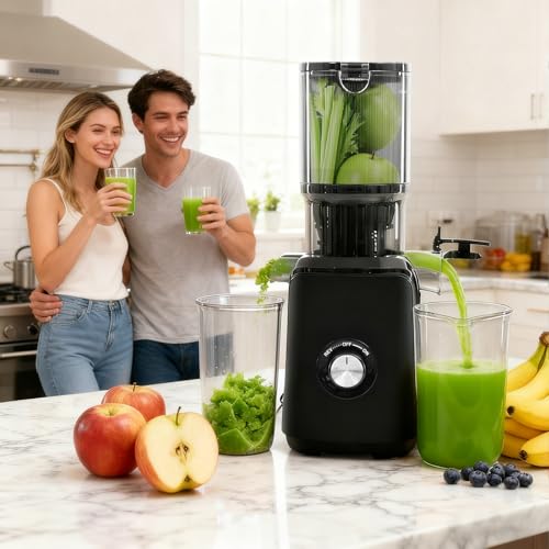 Image of NEWBULIG Cold Press Juicer Machines for Vegetables & Fruits, Black