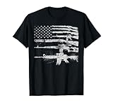 Gun for Men Women Machine Guns USA Flag 2A Gifts T-Shirt