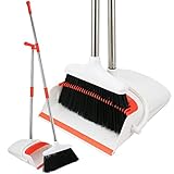 Broom And Dustpan Set - Strongest 30% Heavier Duty - Upright Standing Dust Pan With Extendable Broomstick For Easy Sweeping Easy Assembly Great Use For Home, Office, Kitchen, Lobby