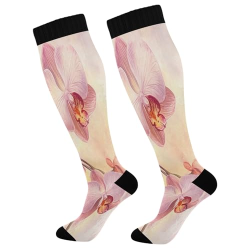 Burbuja Floral Compression Socks for Women Men (20-30mmHg), Knee High Socks Circulation Support for Sport Running Hiking Nurse, 1 Pair