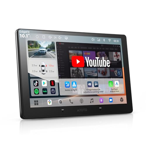 ATOTOOUT Autoradio Double Din 10.1 Pouces,écran Tactile QLED 4Go+64Go,CarPlay sans Fil, Android Auto, Android avec 4G/Wi-FI/BT/USB,DSP,GPS und Parkmonitor,...
