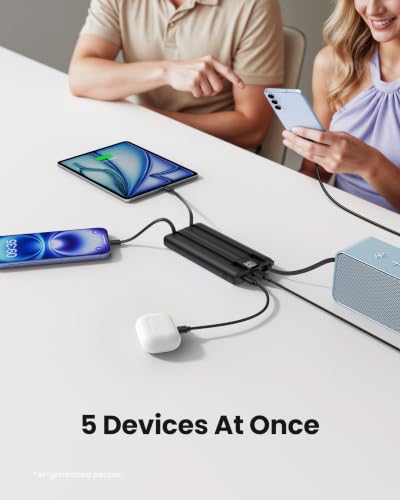Coowisty 10000mAh Slim Power Bank with Built-in 4 Cables — view 3
