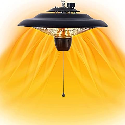 EA ARENA Electric Hanging Heater, Adjustable 800/2000W Waterproof Patio Ceiling Heater, Ceiling Mounted Electric Infrared Heater, for Indoor Outdoor Cover