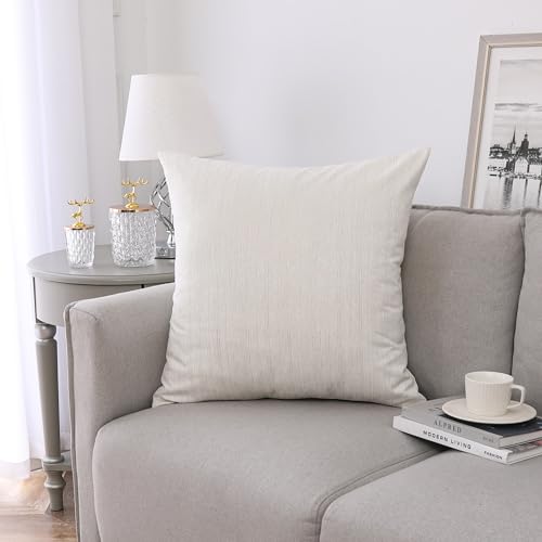 Majestic Giftware 2 Pack Jacquard Decorative Throw Pillow Cover (PC1237L-2PK) | Off White/Gold Soft & Washable Cushion Covers with Zipper for Sofa, Bedroom (22"x22") Inserts Not Included