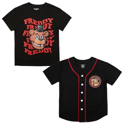 Five Nights At Freddys Freddy Boys 2-Pack Black Baseball Jersey & Short Sleeve T-Shirt Combo Set-6/7