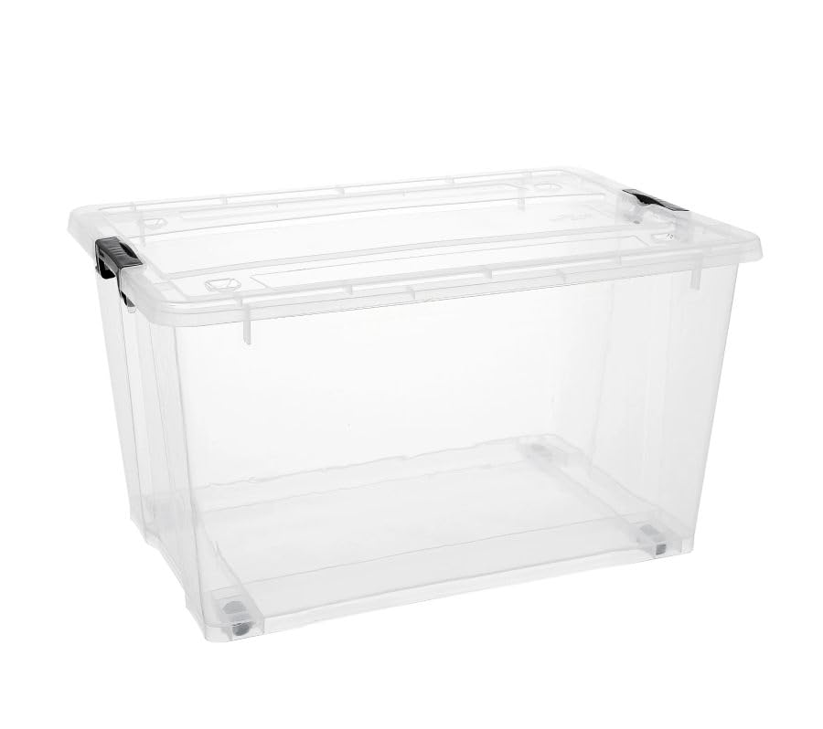 Generic 40L plastic Box transperent with cover and wheel, bbox40Ltrans