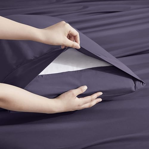 Image of Nestl Extra Deep Twin XL Sheet Set - 4 Piece Breathable & Cooling Sheets - Hotel Luxury Bedding Set w /18-24 Inch Deep Pockets - Easy & Secure Fit - Super Soft, Wrinkle Free & Comfy - Purple