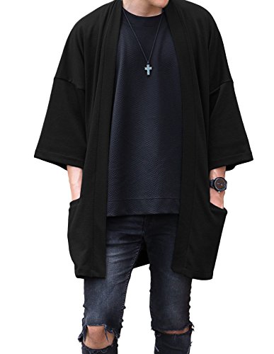 Image of Men's Long Oversized Kimono Cardigan Noragi Japan Jacket Haori Man Yukata Coat