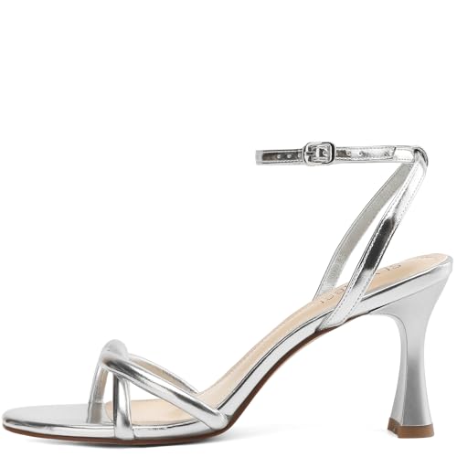 Image of Womens Kitten Heels, Round Open Toe Strappy Heeled Sandals, Ankle Strap Dress Shoes for Party, Wedding, Low Heel 2.5 inch
