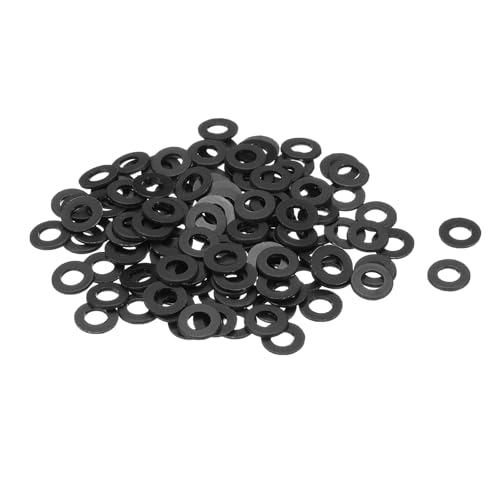 QUARKZMAN 120 Pcs Arandelas Planas, Pasacables de Nylon M5 5Mm Id 10Mm Od 1Mm de Espesor Arandela Lisa Arandelas Plástico para Juntas de Hojas de Plástico Espaciador de Sellado Anillo, Negro