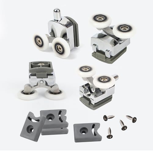 4 Ruote Per Porta Doccia, Ruote Per Porte In Vetro, Ruote Regolabili In Altezza, Doppie Ruote Superiori Superiori Doppie In Vetro, Adatte Per Tutti I Tipi Di Bagni (25 Mm) - 6