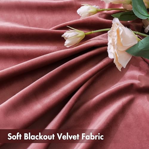 Image of MIULEE Dusty Rose Pink Blackout Velvet Curtains 102 Inch Long 52 inchx102 inch | Luxurious Bedroom Living Room Decor, Room Darkening, Thermal Insulated, Rod Pocket Design, Super Soft Fabric, Extra Long