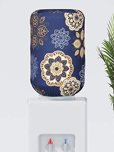 Image of Cortina Printed Water Can Cover | Dispenser Bottle Protector | Polyester Material | Elastic Closure | Environmental Friendly | Digitally Printed | 45cm x 42cm x 43cm | 20 Lts | 2Pc | Blue & Grey
