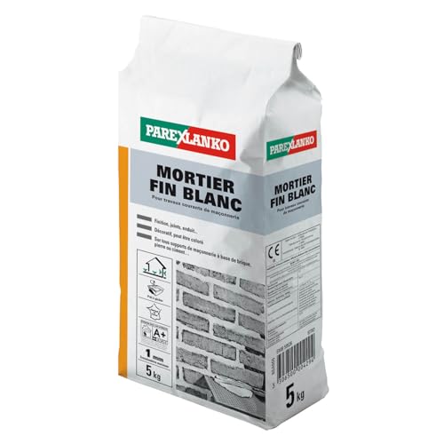 Parexlanko, Mortier Fin Blanc, Mortier pour travaux de finition, petits scellements et joints de maçonnerie, 5kg