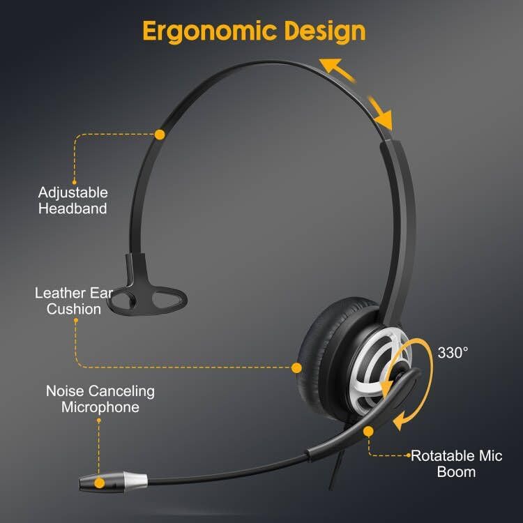 MAIRDI USB Headset with Microphone for PC, Computer Headset with Mic Noise Canceling for Laptop Teams Zoom Office Call Center Voip Telephone Calls, Dictation Headset for Dragon Naturelly Speaking - Image 4