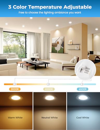 COTLEDL LED Einbaustrahler 230V Flach 7W, IP44 Einbauleuchten Loch 85-100mm LED Spots Schwenkbar Deckenspots, 650LM 3000K/4000K/6500K Einbauspots für Badezimmer Wohnzimmer Küche, 6er Set