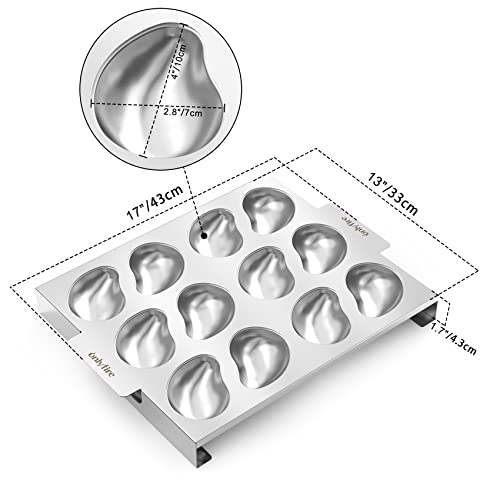 Onlyfire Chef Oyster Grill Pan, Stainless Steel Oyster Shell Shaped Oyster Plate With Portable Handle, Bbq Tray For Oven, Bbq And Grill, 12 Cavities #TOP1