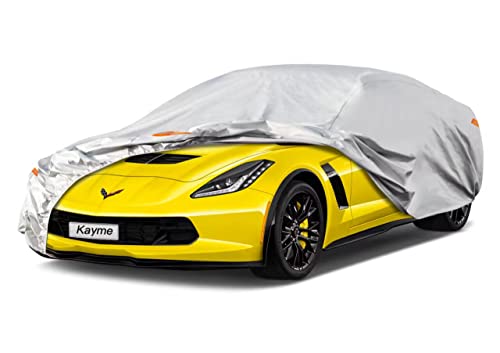 Kayme 6 Layers Car Cover Custom Fit for Chevrolet Corvette C4/C5/C7/C8 Coupe Convertible Targa (1980-2025) Waterproof All Weather for Automobiles, Outdoor Full Cover Rain Sun UV Protection.Silver by kayme - Used condition - Image 8