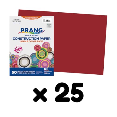 Image of Prang Construction Paper, 12 inch x 18 inch, Holiday Red, 50 /Pack, 25 Packs | Formerly SunWorks, Class Pack, 1250 Sheets Total, P9907