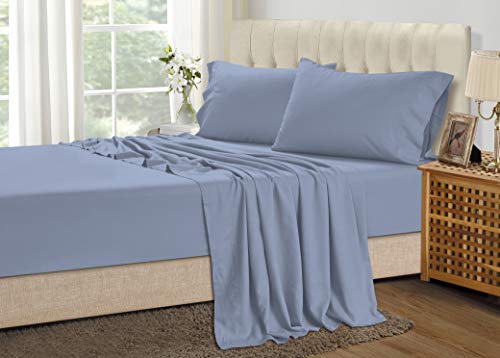 Sam Stores Online1stChoice Luxurious 100% Egyptian Cotton 600TC Cal-King Size Attached Waterbed Sheet Set Solid Light Blue
